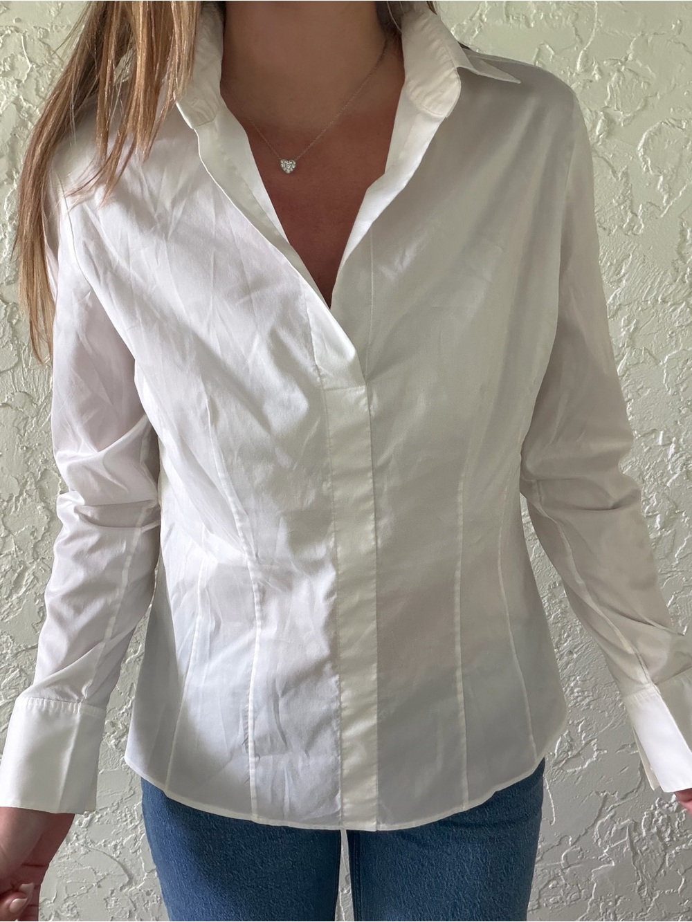 Boss White Tailored Button-Down Shirt with zip side closures